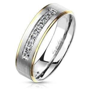 316L stainless steel CZ ring silver gold tarnish resistant women’s size‎ 5